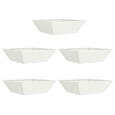 vidaXL Plastic Plantenbak 5 pcs Wit 50 x 50 x 15 cm Staal afbeelding2 - 1