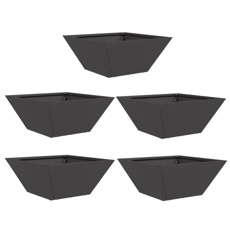 vidaXL Plastic Plantenbak 5 pcs Zwart 35 x 35 x 15 cm Staal afbeelding2 - 1