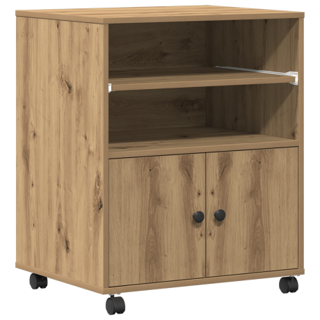 vidaXL Printerstandaard met wielen 60x48x74 cm artisanaal eiken afbeelding2 - 1