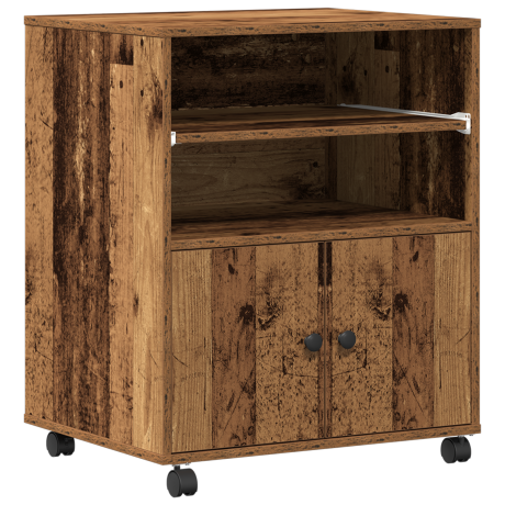 vidaXL Printerstandaard met wielen 60x48x74 cm oud houtkleurig afbeelding2 - 1