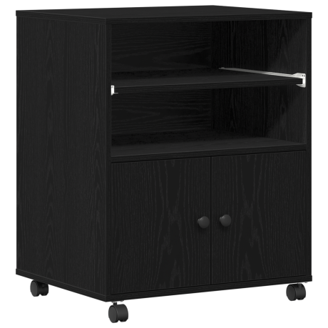 vidaXL Printerstandaard met wielen 60x48x74 cm zwart eikenkleurig afbeelding2 - 1