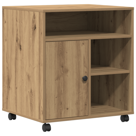 vidaXL Printerstandaard met wielen 60x50x67 cm artisanaal eiken afbeelding2 - 1
