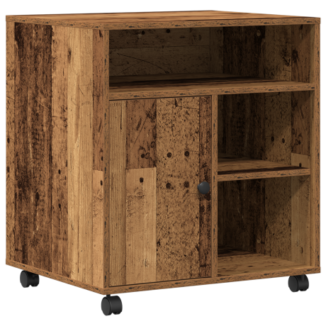 vidaXL Printerstandaard met wielen 60x50x67 cm oud houtkleurig afbeelding2 - 1