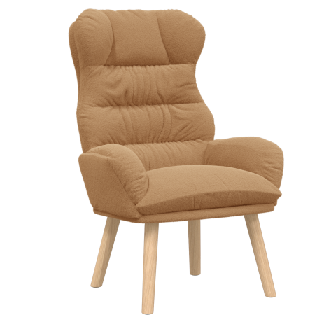 vidaXL Relaxstoel krullende wolachtige stof beige afbeelding2 - 1