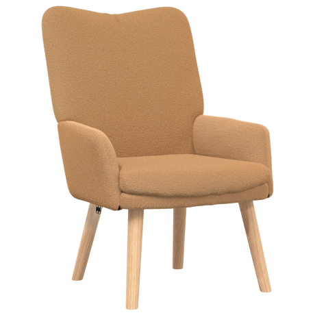 vidaXL Relaxstoel krullende wolachtige stof beige afbeelding2 - 1