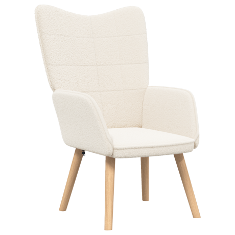 vidaXL Relaxstoel krullende wolachtige stof crèmekleurig afbeelding2 - 1