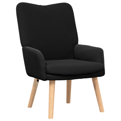 vidaXL Relaxstoel krullende wolachtige stof zwart afbeelding2 - 1