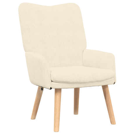 vidaXL Relaxstoel ribfluweel crèmekleurig afbeelding2 - 1