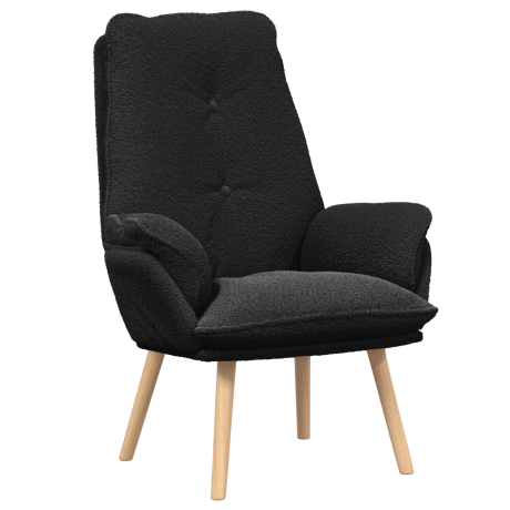 vidaXL Relaxstoel Zwart Krullend Stof afbeelding2 - 1
