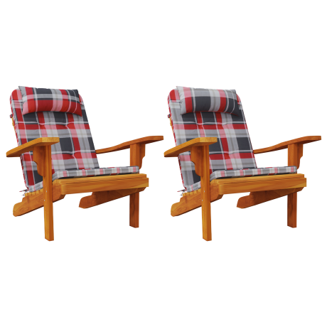 vidaXL Stoelkussens 2 pcs Rood Ruit 58 x 77 x 4,5 cm Oxford Stof afbeelding2 - 1