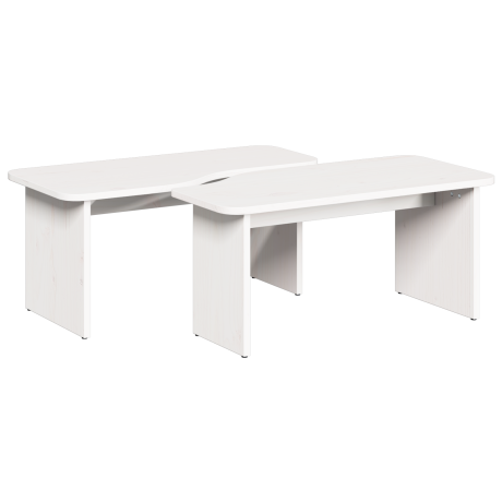 vidaXL Salontafel 2 pcs Wit Massief grenenhout afbeelding2 - 1