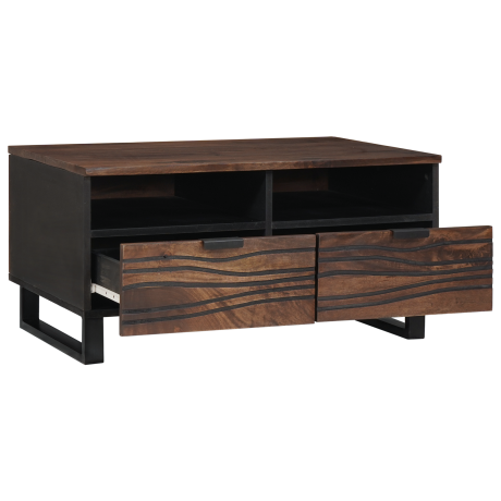 vidaXL Salontafel Walnotenhout 80 x 54 x 40 cm Bewerkt hout afbeelding2 - 1