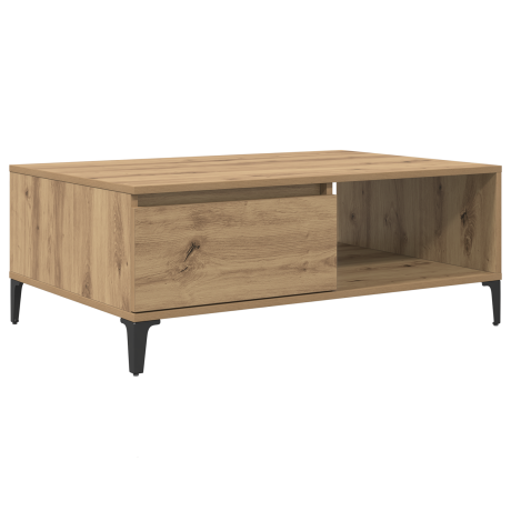 vidaXL Salontafel artisanaal eikenkleurig 90 x 60 x 35 cm Bewerkt hout afbeelding2 - 1