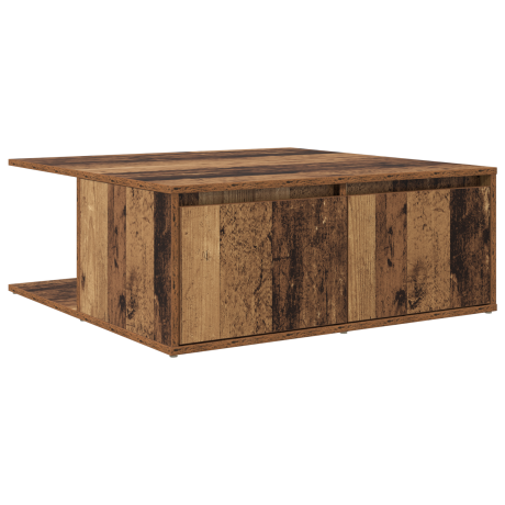 vidaXL Salontafel met lade Oud hout 80 x 80 x 31 cm Bewerkt hout afbeelding2 - 1