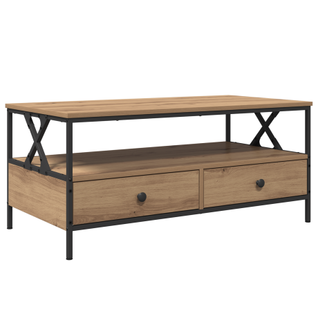 vidaXL Salontafel with Drawer artisanaal eikenkleurig 100 x 51 x 45 cm afbeelding2 - 1