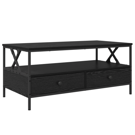 vidaXL Salontafel Zwart eiken 100 x 51 x 45 cm Bewerkt hout afbeelding2 - 1