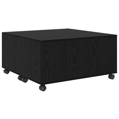 vidaXL Salontafel met wiel met opslag Zwart eiken 75 x 75 x 38 cm Bewerkt hout afbeelding2 - 1
