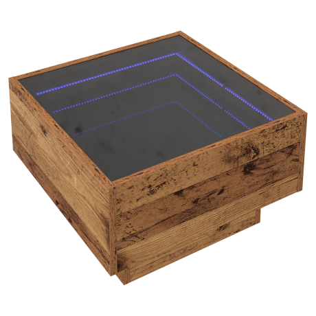 vidaXL Salontafel Oud hout 50 x 50 x 30 cm Bewerkt hout afbeelding2 - 1