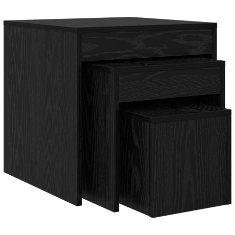 vidaXL Salontafels 3 pcs Zwart eiken 45 x 45 x 45 cm Bewerkt hout afbeelding2 - 1