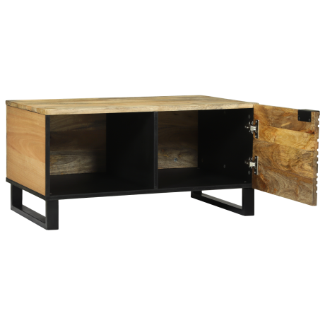 vidaXL Salontafels met plank Geometrisch met opslag met de deur Bruin 80 x 50 x 40 cm massief mangohout afbeelding2 - 1
