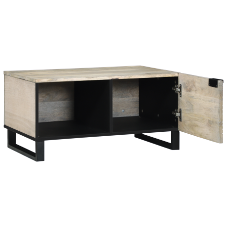 vidaXL Salontafels Wit, Zwart 80 x 50 x 40 cm Massief mango hout afbeelding2 - 1