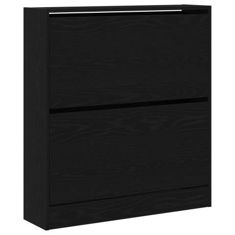 vidaXL Schoenenkast Zwart Eiken 80 x 21 x 87,5 cm Bewerkt hout afbeelding2 - 1