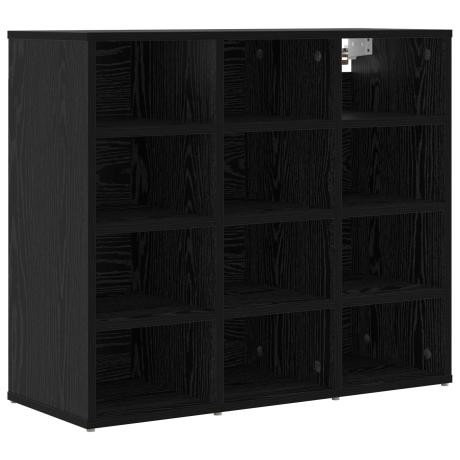vidaXL Schoenenkast Zwart Eiken 77,5 x 30 x 67 cm Bewerkt hout afbeelding2 - 1