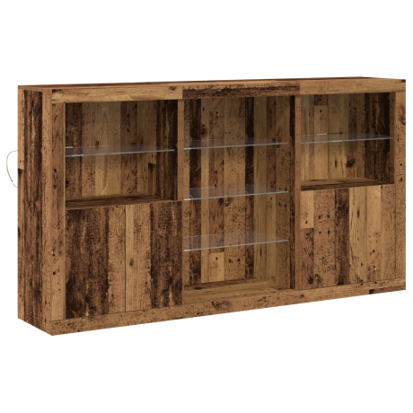 vidaXL Sideboard met LED Verlichting Oude Hout 181,5x37x100 cm Engineered Hout afbeelding2 - 1