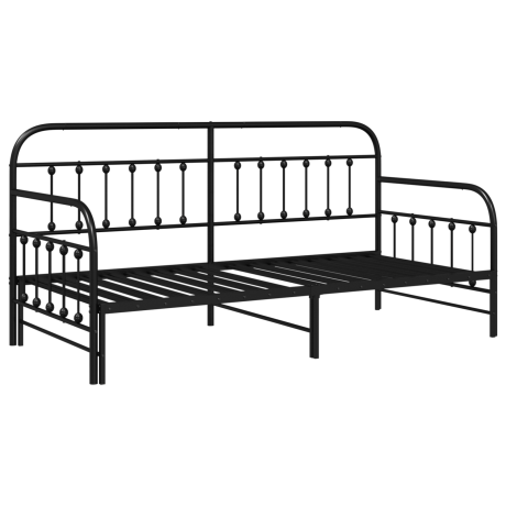 vidaXL Slaapbank met uitschuifbed 100x190 cm staal zwart afbeelding2 - 1