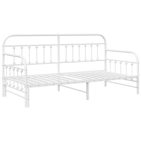 vidaXL Slaapbank met uitschuifbed 107x203 cm staal wit afbeelding2 - 1