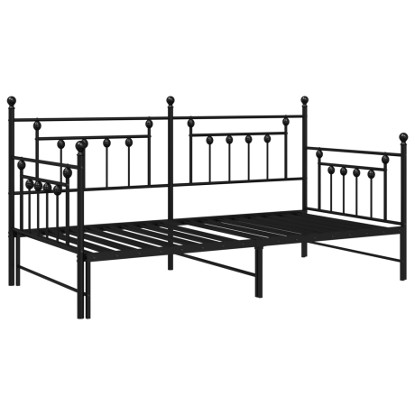 vidaXL Slaapbank met uitschuifbed 107x203 cm staal zwart afbeelding2 - 1