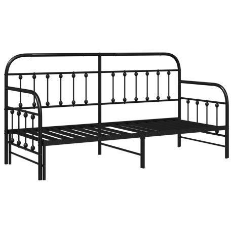 vidaXL Slaapbank met uitschuifbed 75x190 cm staal zwart afbeelding2 - 1