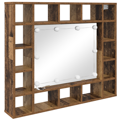 vidaXL Spiegelkast met plank Oud hout 91 x 15 x 76,5 cm Bewerkt hout afbeelding2 - 1