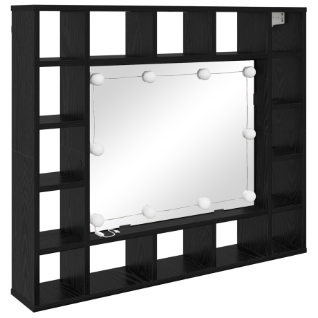 vidaXL Spiegelkast Zwart eiken 91 x 15 x 76.5 cm Bewerkt hout afbeelding2 - 1