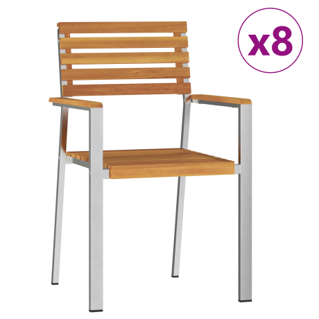 vidaXL Tuinstoel 8 pcs Olie naturel Massief Acaciahout afbeelding2 - 1