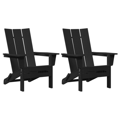 vidaXL Stoelen 2 st Adirondack 74,5x80,5x90 cm HDPE zwart afbeelding2 - 1