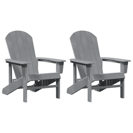 vidaXL Stoelen 2 st Adirondack 74x82x90 cm HDPE lichtgrijs afbeelding2 - 1