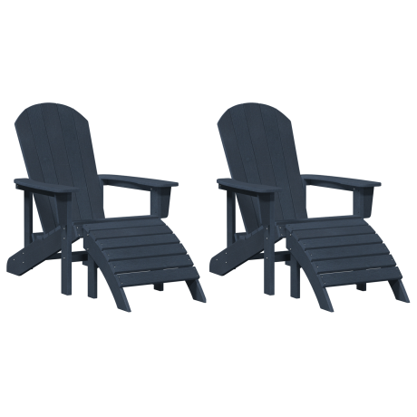 vidaXL Stoelen 2 st Adirondack met voetsteunen HDPE marineblauw afbeelding2 - 1