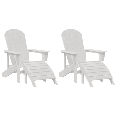 vidaXL Stoelen 2 st Adirondack met voetsteunen HDPE wit afbeelding2 - 1