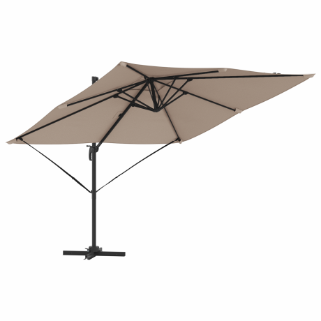 vidaXL Terrasparasol Taupe Large Polyester & Staal afbeelding2 - 1