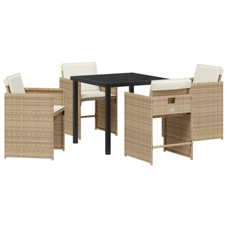 vidaXL Tuin Eetset 5 pcs Beige poly rattan afbeelding2 - 1