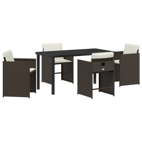vidaXL Tuin eettafelset 5 pcs Bruin poly rattan afbeelding2 - 1