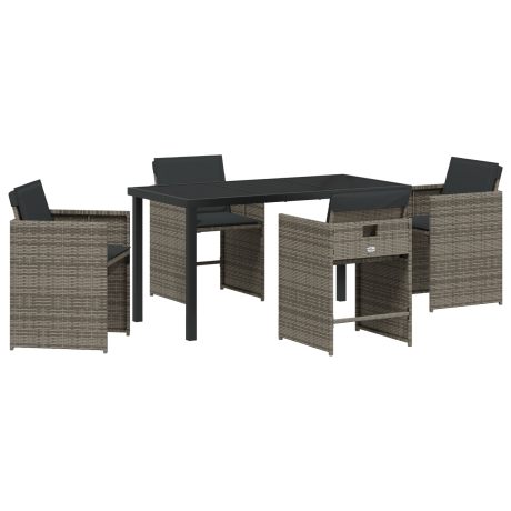 vidaXL Tuin eettafelset 5 pcs Grijs poly rattan afbeelding2 - 1