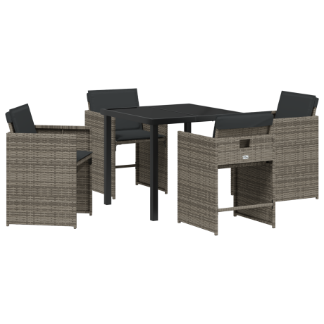 vidaXL Tuin Eetset 5 pcs Grijs poly rattan afbeelding2 - 1