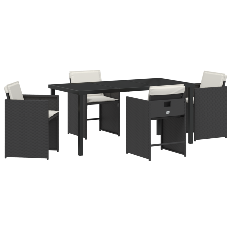 vidaXL Tuin Eetset 5 pcs Zwart poly rattan afbeelding2 - 1
