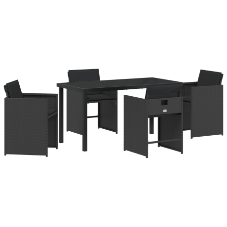 vidaXL Tuin eettafelset 5 pcs Zwart poly rattan afbeelding2 - 1