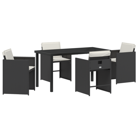 vidaXL Tuin eettafelset 5 pcs Zwart poly rattan afbeelding2 - 1