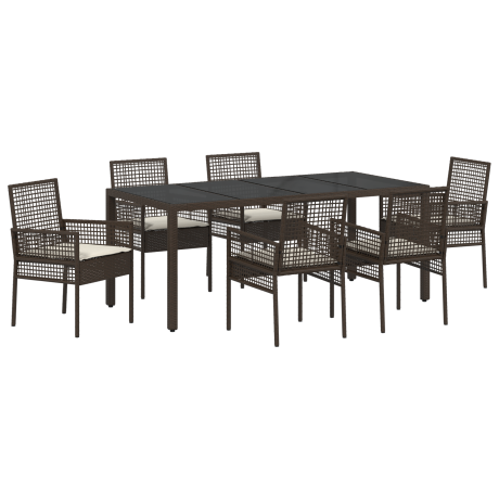 vidaXL Tuin eettafelset 7 pcs Bruin poly rattan afbeelding2 - 1