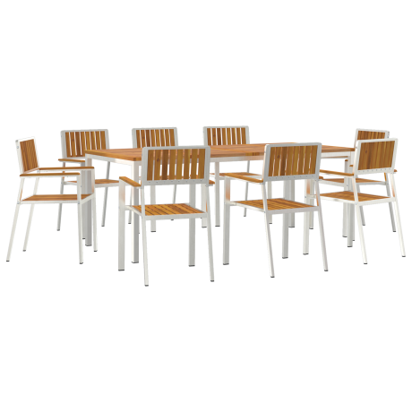 vidaXL Buiten eettafelset 9 pcs Bruin Massief Acaciahout afbeelding2 - 1