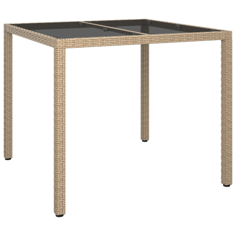 vidaXL Tuin Eettafel Beige 90x90x75 cm Poly Rattan afbeelding2 - 1